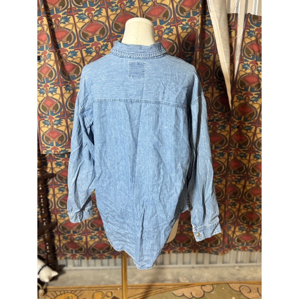 Quiz Woman Denim Shirt Long Sleeve Embroidered Novelty Button Up Size 18 - Picture 4 of 4